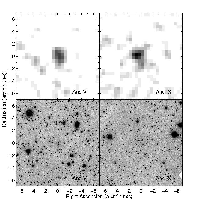 Andromeda V and Andromeda IX as seen by SDSS